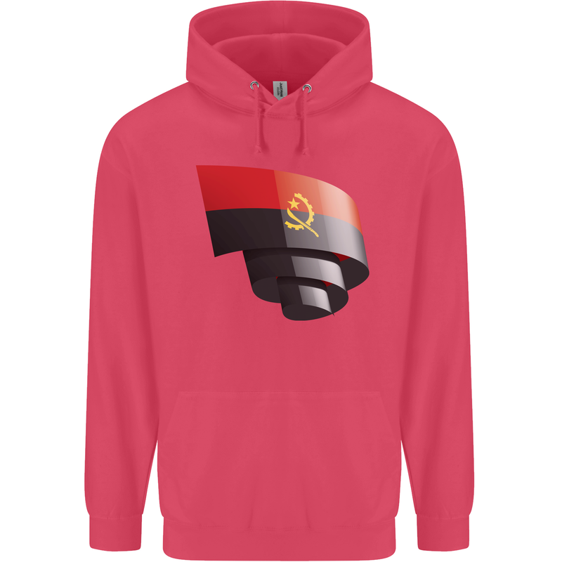 Curled Angola Flag Angolan Day Football Childrens Kids Hoodie Heliconia