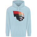 Curled Angola Flag Angolan Day Football Childrens Kids Hoodie Light Blue