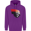 Curled Angola Flag Angolan Day Football Childrens Kids Hoodie Purple