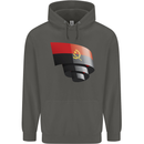 Curled Angola Flag Angolan Day Football Childrens Kids Hoodie Storm Grey