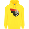 Curled Angola Flag Angolan Day Football Childrens Kids Hoodie Yellow