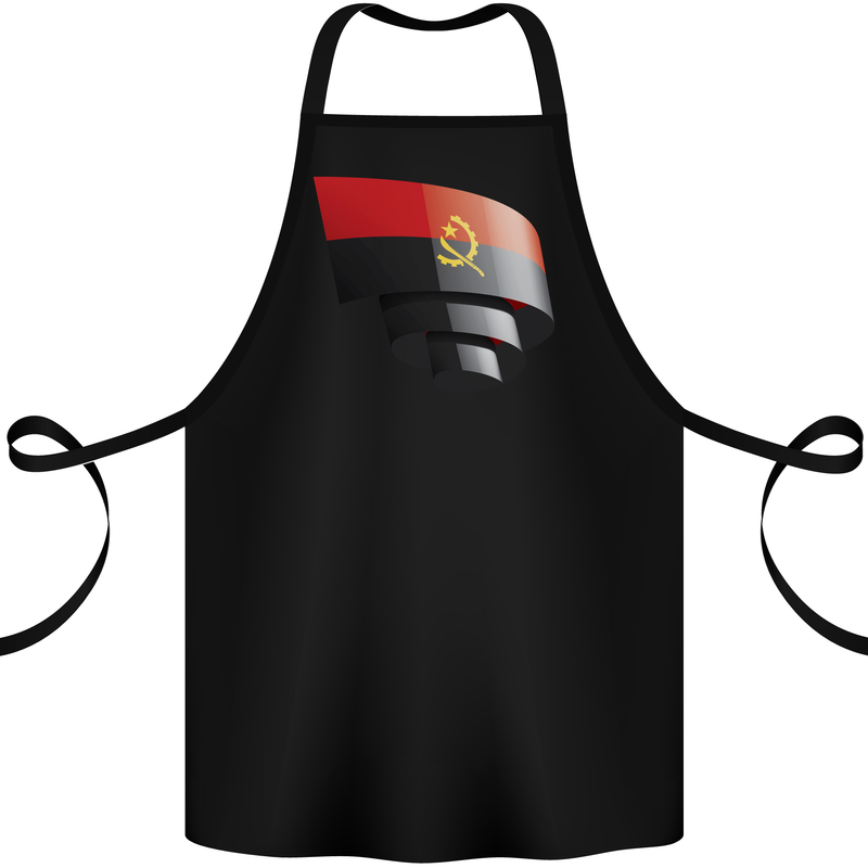Curled Angola Flag Angolan Day Football Cotton Apron 100% Organic Black