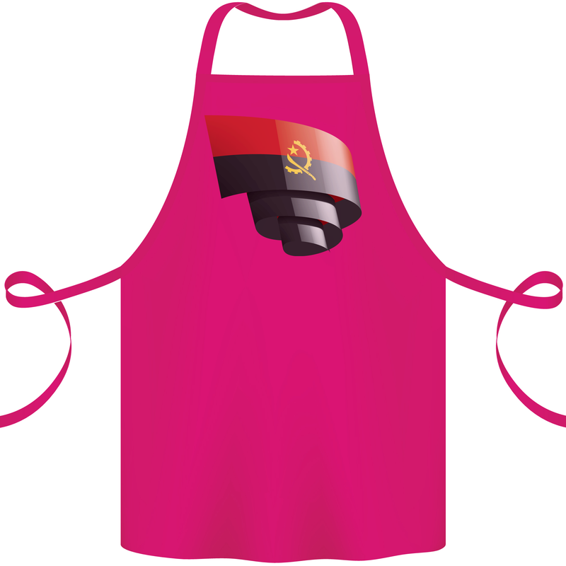Curled Angola Flag Angolan Day Football Cotton Apron 100% Organic Pink