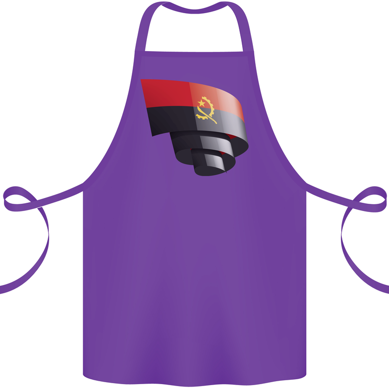 Curled Angola Flag Angolan Day Football Cotton Apron 100% Organic Purple