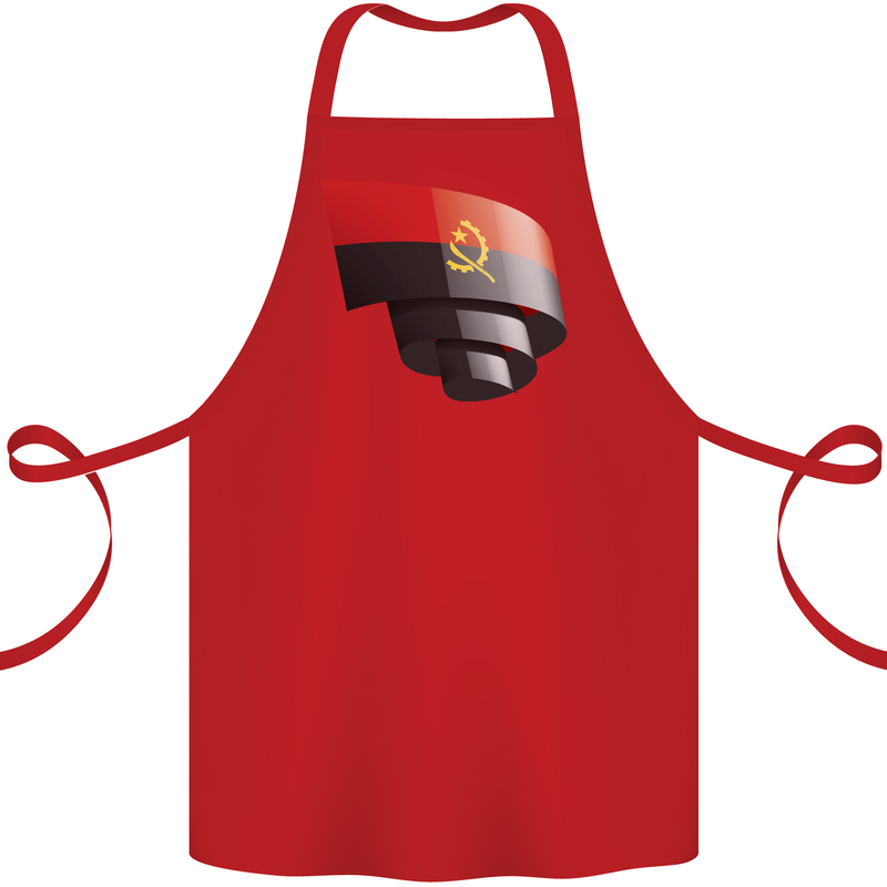 Curled Angola Flag Angolan Day Football Cotton Apron 100% Organic Red