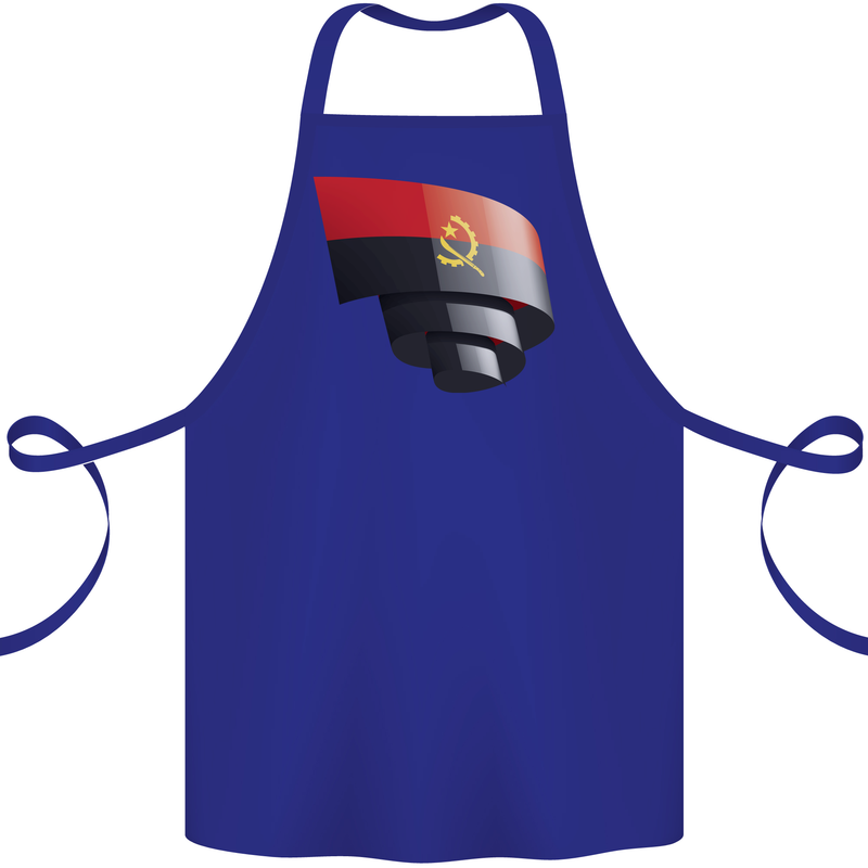 Curled Angola Flag Angolan Day Football Cotton Apron 100% Organic Royal Blue