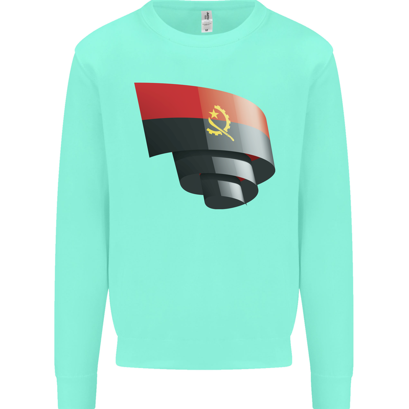 Curled Angola Flag Angolan Day Football Kids Sweatshirt Jumper Peppermint
