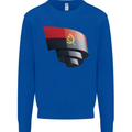 Curled Angola Flag Angolan Day Football Kids Sweatshirt Jumper Royal Blue