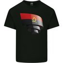Curled Angola Flag Angolan Day Football Kids T-Shirt Childrens Black