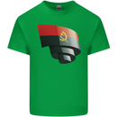Curled Angola Flag Angolan Day Football Kids T-Shirt Childrens Irish Green