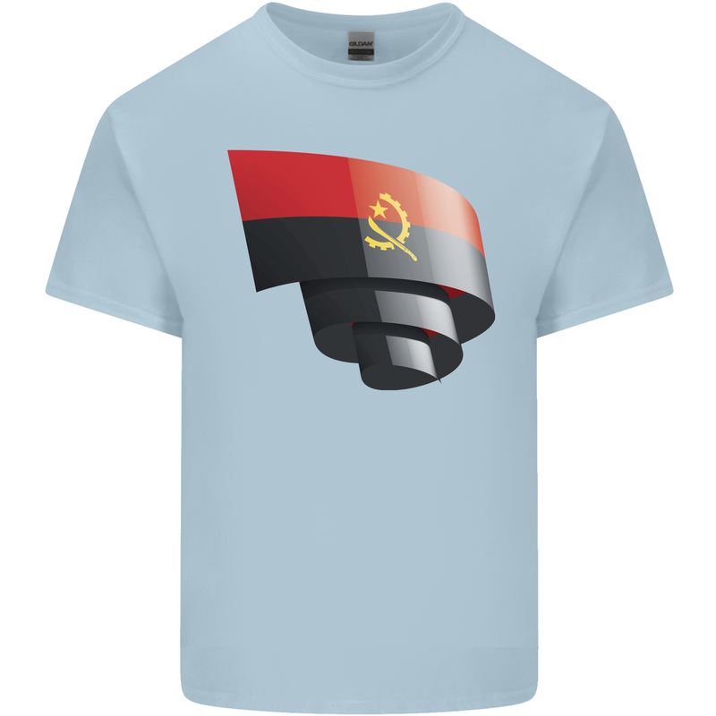 Curled Angola Flag Angolan Day Football Kids T-Shirt Childrens Light Blue