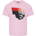 Curled Angola Flag Angolan Day Football Kids T-Shirt Childrens Light Pink