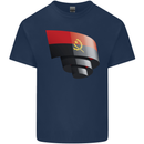Curled Angola Flag Angolan Day Football Kids T-Shirt Childrens Navy Blue