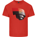 Curled Angola Flag Angolan Day Football Kids T-Shirt Childrens Red