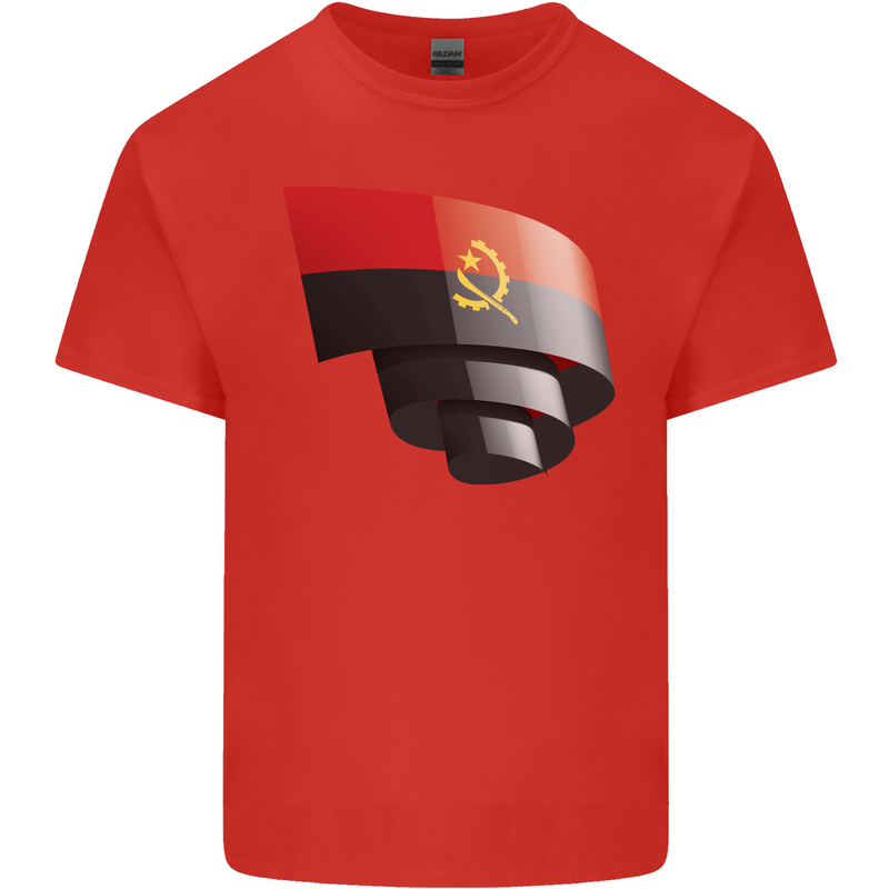 Curled Angola Flag Angolan Day Football Kids T-Shirt Childrens Red
