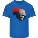Curled Angola Flag Angolan Day Football Kids T-Shirt Childrens Royal Blue