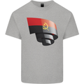 Curled Angola Flag Angolan Day Football Kids T-Shirt Childrens Sports Grey