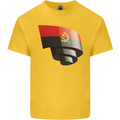 Curled Angola Flag Angolan Day Football Kids T-Shirt Childrens Yellow