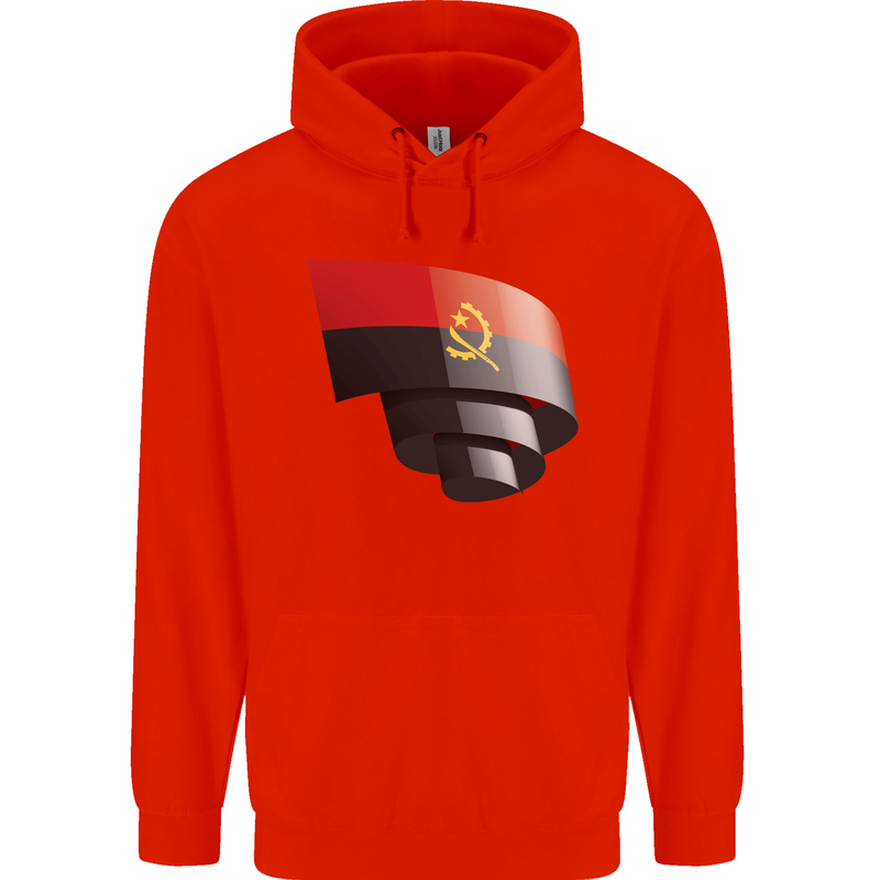 Curled Angola Flag Angolan Day Football Mens 80% Cotton Hoodie Bright Red
