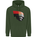 Curled Angola Flag Angolan Day Football Mens 80% Cotton Hoodie Forest Green