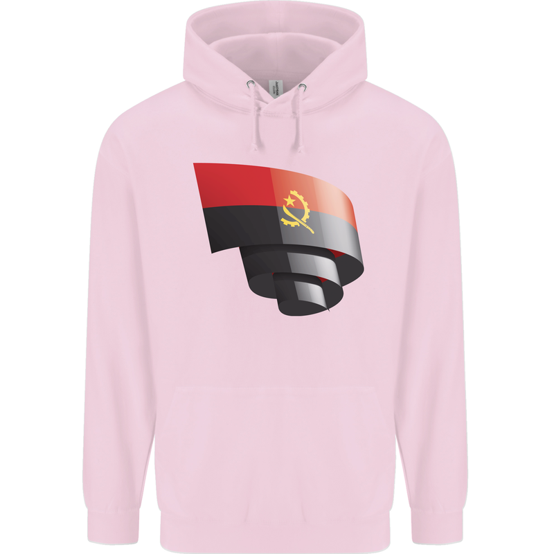 Curled Angola Flag Angolan Day Football Mens 80% Cotton Hoodie Light Pink