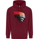 Curled Angola Flag Angolan Day Football Mens 80% Cotton Hoodie Maroon