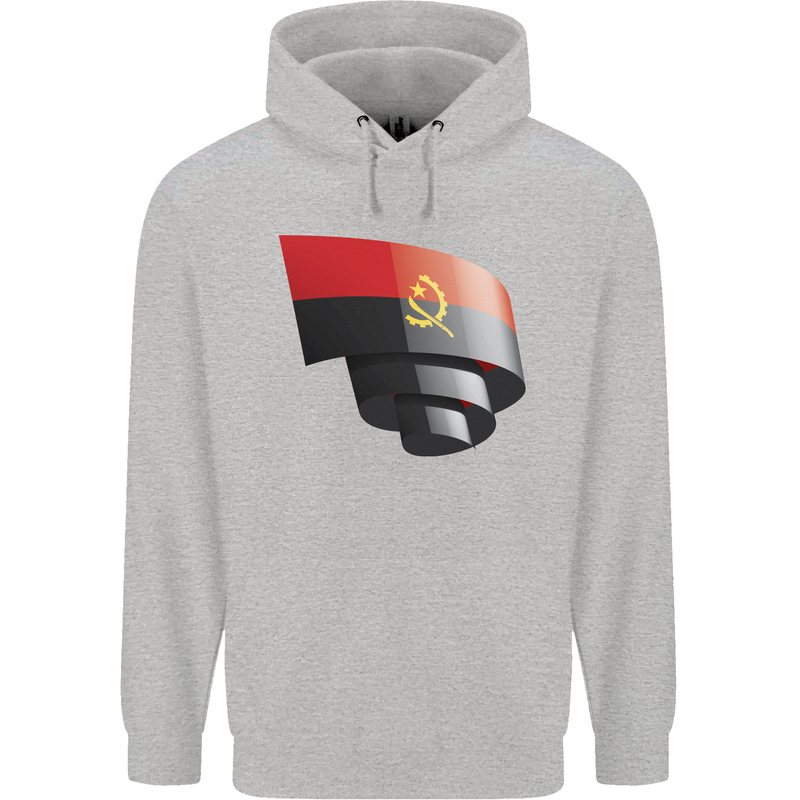 Curled Angola Flag Angolan Day Football Mens 80% Cotton Hoodie Sports Grey