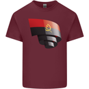 Curled Angola Flag Angolan Day Football Mens Cotton T-Shirt Tee Top Maroon