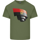 Curled Angola Flag Angolan Day Football Mens Cotton T-Shirt Tee Top Military Green