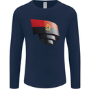 Curled Angola Flag Angolan Day Football Mens Long Sleeve T-Shirt Navy Blue
