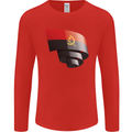 Curled Angola Flag Angolan Day Football Mens Long Sleeve T-Shirt Red