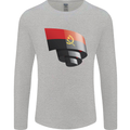 Curled Angola Flag Angolan Day Football Mens Long Sleeve T-Shirt Sports Grey
