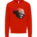 Curled Angola Flag Angolan Day Football Mens Sweatshirt Jumper Bright Red