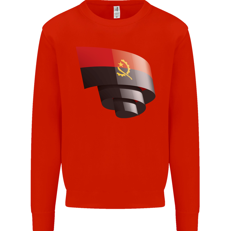 Curled Angola Flag Angolan Day Football Mens Sweatshirt Jumper Bright Red