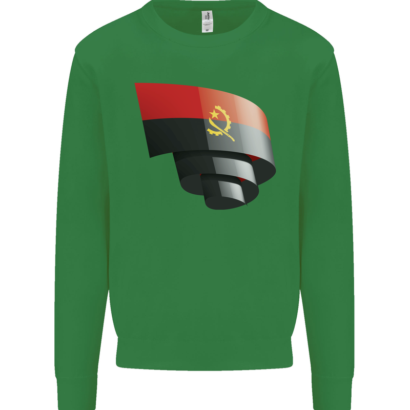 Curled Angola Flag Angolan Day Football Mens Sweatshirt Jumper Irish Green