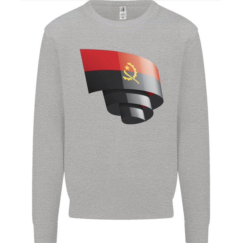 Curled Angola Flag Angolan Day Football Mens Sweatshirt Jumper Sports Grey