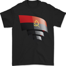 Curled Angola Flag Angolan Day Football Mens T-Shirt 100% Cotton Black