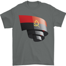 Curled Angola Flag Angolan Day Football Mens T-Shirt 100% Cotton Charcoal