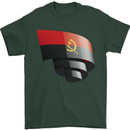 Curled Angola Flag Angolan Day Football Mens T-Shirt 100% Cotton Forest Green