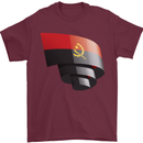 Curled Angola Flag Angolan Day Football Mens T-Shirt 100% Cotton Maroon
