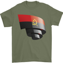 Curled Angola Flag Angolan Day Football Mens T-Shirt 100% Cotton Military Green