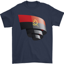 Curled Angola Flag Angolan Day Football Mens T-Shirt 100% Cotton Navy Blue