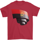 Curled Angola Flag Angolan Day Football Mens T-Shirt 100% Cotton Red