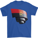 Curled Angola Flag Angolan Day Football Mens T-Shirt 100% Cotton Royal Blue
