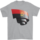 Curled Angola Flag Angolan Day Football Mens T-Shirt 100% Cotton Sports Grey