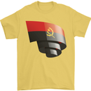 Curled Angola Flag Angolan Day Football Mens T-Shirt 100% Cotton Yellow