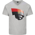 Curled Angola Flag Angolan Day Football Mens V-Neck Cotton T-Shirt Sports Grey