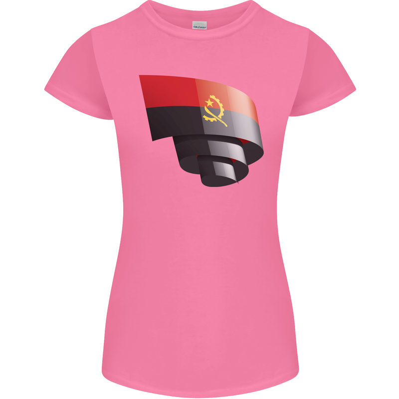 Curled Angola Flag Angolan Day Football Womens Petite Cut T-Shirt Azalea