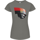 Curled Angola Flag Angolan Day Football Womens Petite Cut T-Shirt Charcoal