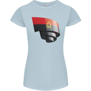 Curled Angola Flag Angolan Day Football Womens Petite Cut T-Shirt Light Blue